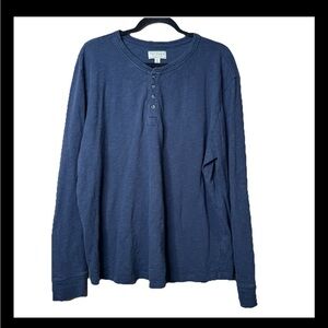 Tecovas Henley Shirt Mens XL Blue Cotton Knit Long Sleeve Tee Western Casual E29